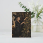 Hexe schmückt ihren Julbaum Postkarte (Stehend Vorderseite)