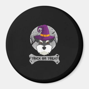 Hexe Schnauzer Trick or Treat Funny Hund Halloween Magnet