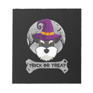 Hexe Schnauzer Trick or Treat Funny Hund Halloween Notizblock