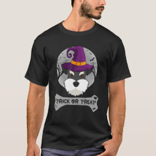 Hexe Schnauzer Trick or Treat Funny Hund Halloween T-Shirt