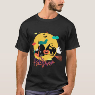 Hexe schwarze Katze, die Broomstick fliegt T-Shirt