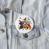 Hexe schwarze Katze Eule Fuchs Kürbis Kunst Button (Beispiel)