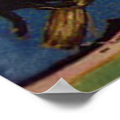 Hexe Schwarze Katze Fliegender Mond Crow Poster (Ecke)