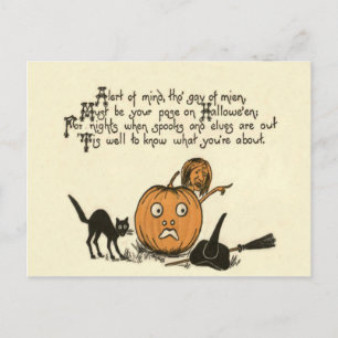 Hexe schwarze Katze Jack O Lantern Gedicht Postkarte