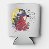 Hexe, Schwarze Katze und Halbmond Dosenkühler (Vorderseite)