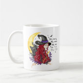Hexe, Schwarze Katze und Halbmond Kaffeetasse (Links)