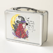 Hexe, Schwarze Katze und Halbmond Metall Brotdose (Rückseite)