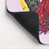 Hexe, Schwarze Katze und Halbmond Mousepad (Ecke)
