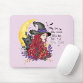 Hexe, Schwarze Katze und Halbmond Mousepad (Mit Mouse)