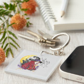 Hexe, Schwarze Katze und Halbmond Schlüsselanhänger (Vorderseite rechts)