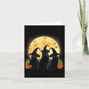 Hexe schwarze Katze und Vollmond-Kürbis Halloween Karte