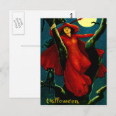 Hexe & schwarze Katzen Postkarte (Vorne/Hinten)