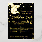 Hexe Silhouette Geburtstag Folieneinladung (Vorderseite)