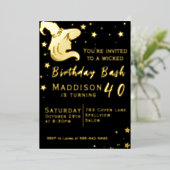 Hexe Silhouette Geburtstag Folieneinladung (Stehend vorne)