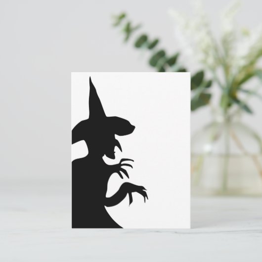 Hexe-Silhouette Postkarte (Stehend Vorderseite)