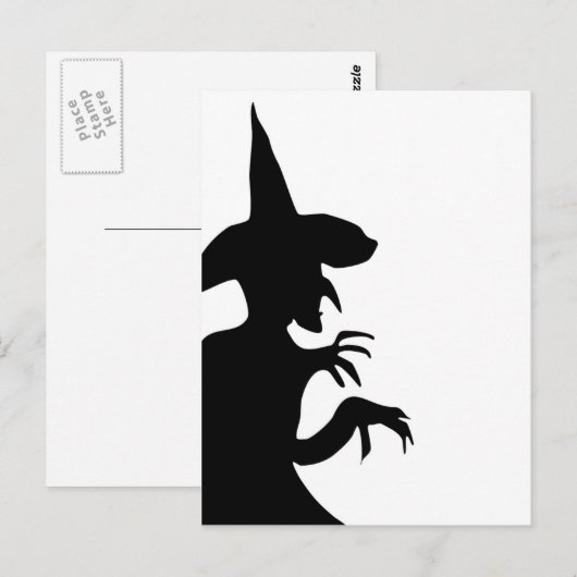 Hexe-Silhouette Postkarte (Vorne/Hinten)