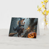 Hexe Simste während sie auf einem Zimmer flog Karte (Gelbe Blume)