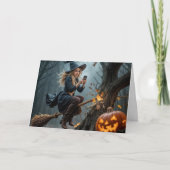 Hexe Simste während sie auf einem Zimmer flog Karte (Vorderseite)