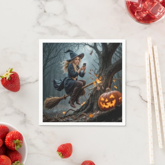 Hexe Simste während sie auf einem Zimmer flog Serviette (Beispiel)