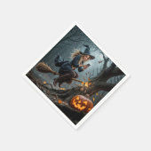 Hexe Simste während sie auf einem Zimmer flog Serviette (Ecke)