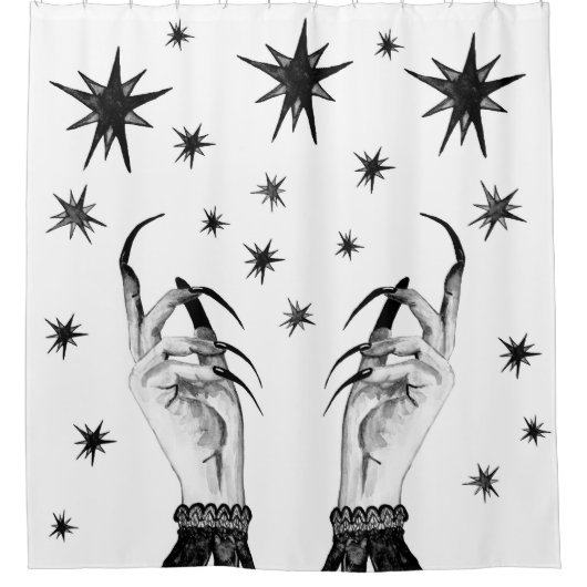 Hexe Sterne: Halloween Night Background Duschvorhang (Vorderseite)