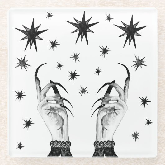 Hexe Sterne: Halloween Night Background Glasuntersetzer (Vorderseite)