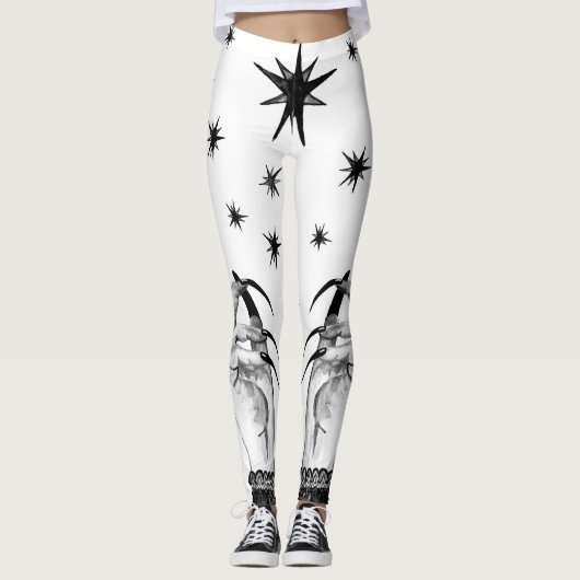 Hexe Sterne: Halloween Night Background Leggings (Vorderseite)