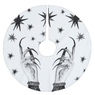 Hexe Sterne: Halloween Night Background Polyester Weihnachtsbaumdecke