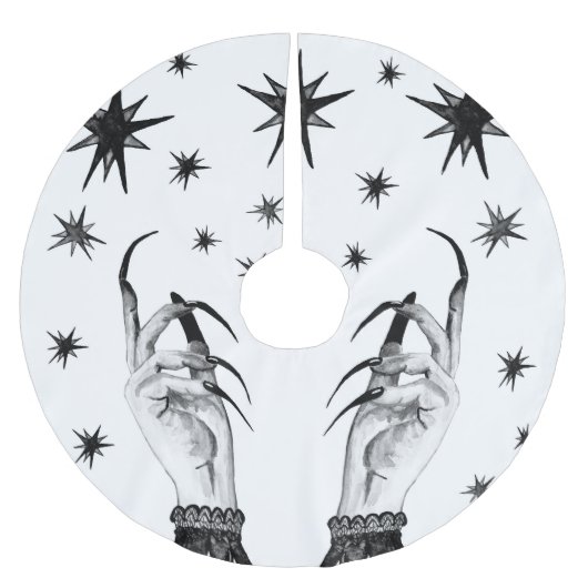 Hexe Sterne: Halloween Night Background Polyester Weihnachtsbaumdecke (Vorderseite)