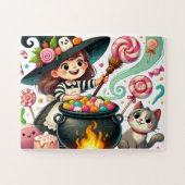 Hexe Stirring a Pot of Candy Puzzle (Horizontal)