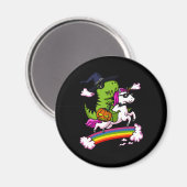 Hexe T-Rex Dinosaur Riding Unicorn Halloween Magnet (Vorderseite/Rückseite)