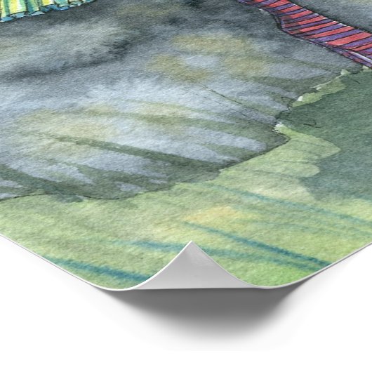 Hexe Tabby Cats Moon Art Print Poster (Ecke)