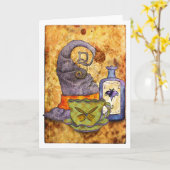Hexe-Tea-Grußkarte Karte (Gelbe Blume)