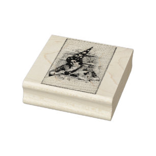 Hexe trägt einen Vintagen Gummi Kunst Briefmarke Gummistempel