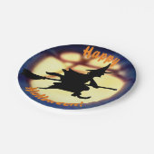 Hexe über Mond Halloween Paper Teller (Schrägansicht)