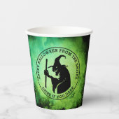 Hexe und benutzerdefinierter Text grün schwarz Hal Pappbecher (Vorderseite)