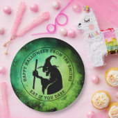 Hexe und benutzerdefinierter Text grün schwarz Hal Pappteller (Party)