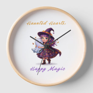 Hexe und Boo Freundinnen Süßer Halloween-Zauber Uhr