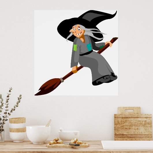 Hexe und Broomstick Poster (Küche)