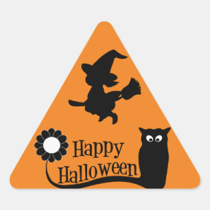 Hexe und Eule Dreieckiger Aufkleber