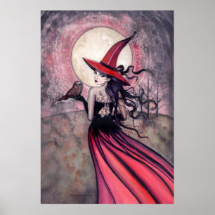 Hexe und Eule Poster Druck