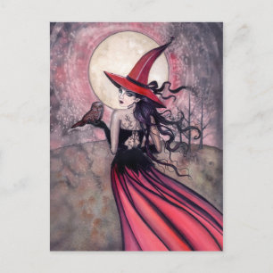 Hexe und Eulen-Postkarte Postkarte