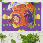 Hexe und Ghost Boo Geschirrtuch (Gefaltet)