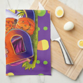 Hexe und Ghost Boo Geschirrtuch (Viertel Falte)