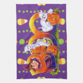 Hexe und Ghost Boo Geschirrtuch (Vertikal)