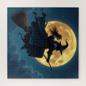 Hexe und Hexenmeister Personalisiertes Halloween Puzzle (Horizontal)