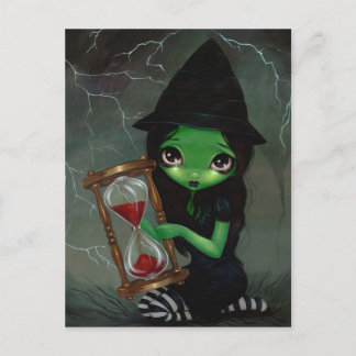Hexe und ihre Stundenglas-Postkarte Postkarte
