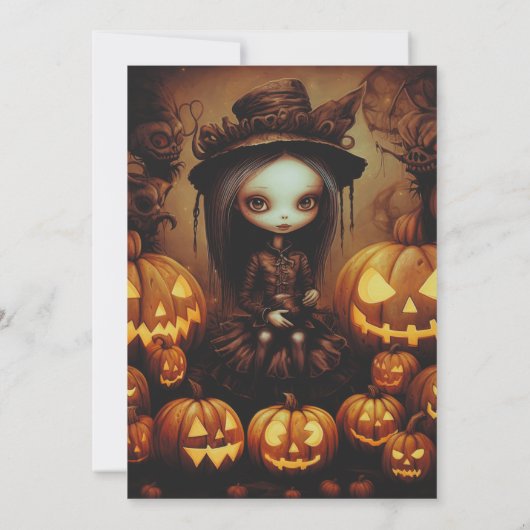 Hexe und Jack-O' Lanterns-Halloween-Party Einladung (Rückseite)