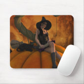 Hexe und Katze auf Giant Pumpkin Mousepad (Mit Mouse)