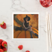 Hexe und Katze auf Giant Pumpkin Serviette (Beispiel)